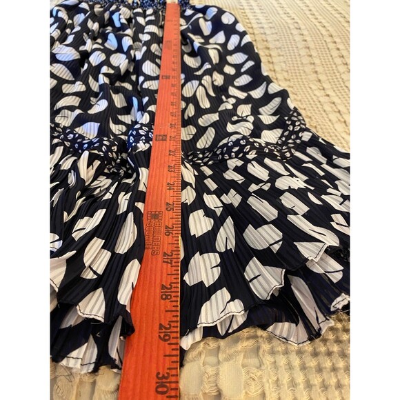 Appel Skirt Size ? Large Semi Sheer Navy White Pattern Flowy Elastic Waist - Picture 9 of 10